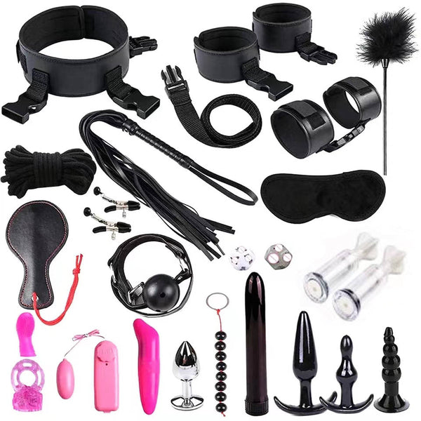 SISU 24 Piece Bondage , Bondage for Sex , Leather Bondage , Restraints Kits for Women and Couple ,  Sex Games for Couple Set , Hand Cuffs sexual , Sex Restraints , Intimate Adult Toy