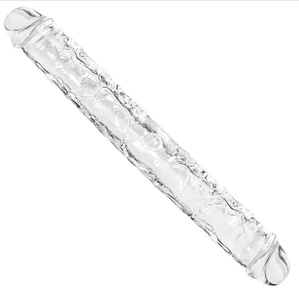 SISU 17.3 in Transparent Double Headed Dildo, Double Ended Realistic Dildo, Flexible Clear Dildos for Lesbian, Anal G-spot Stimulator, Sex Toys for Women Men and Couple, Adult Pleasure Toys